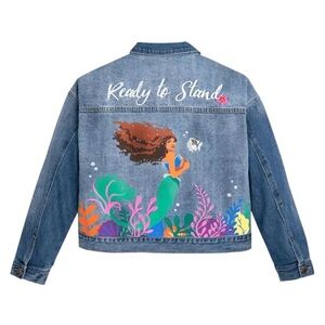 Disney Blue Denim Jacket with Ocean Theme size 1X